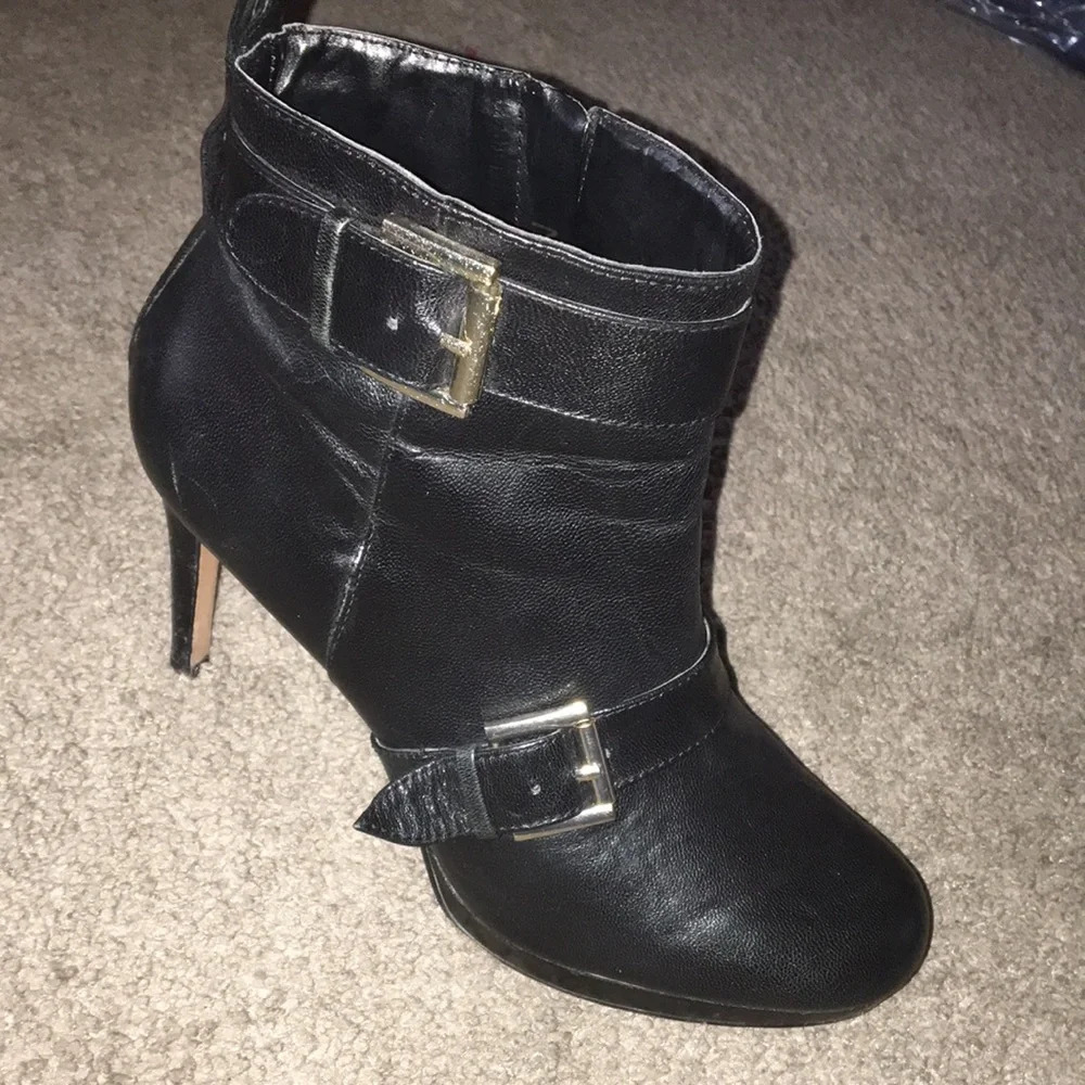 Nine West Electric Black Leather Ankle Boots